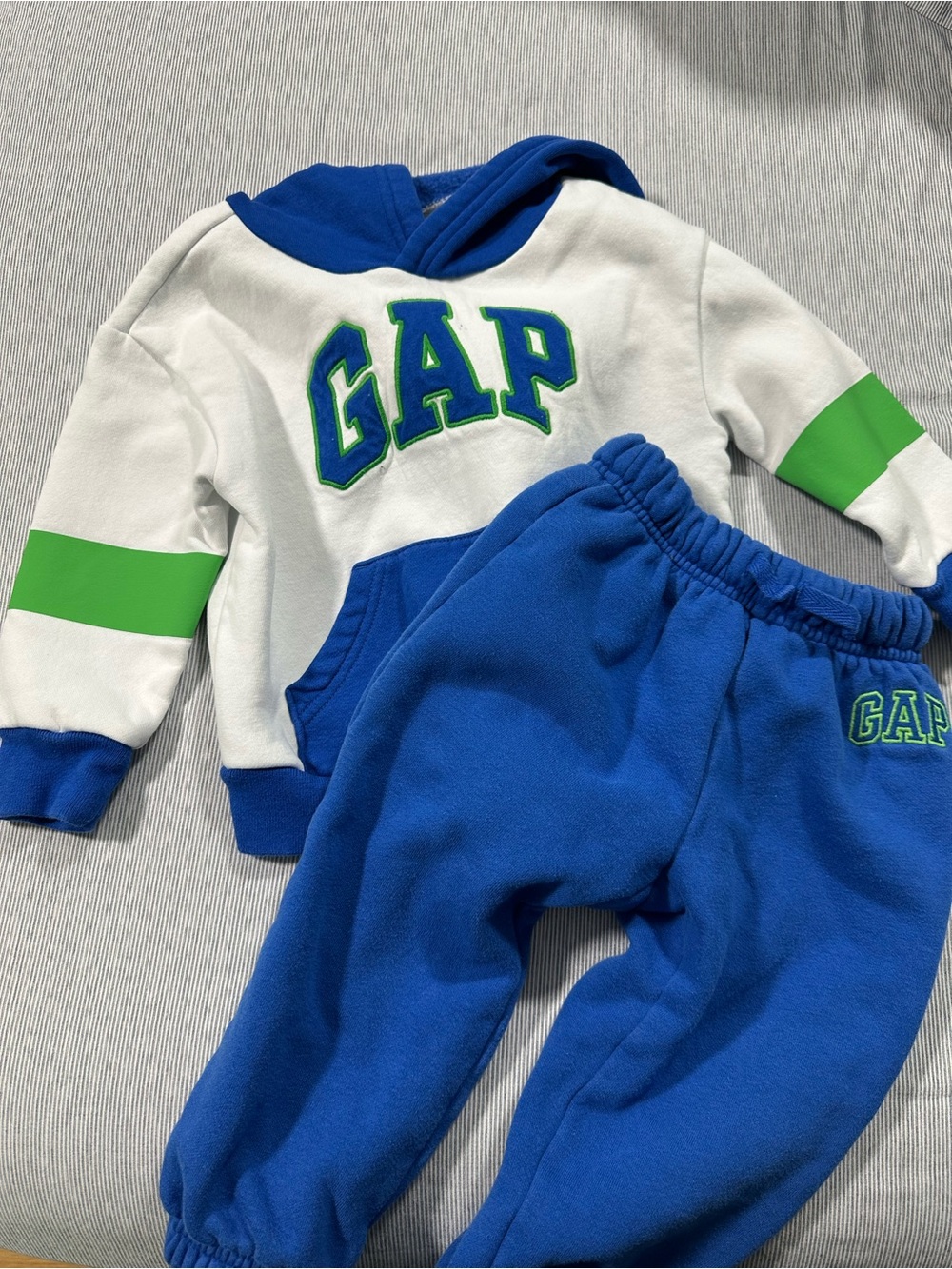 GAP Blue, White & Green Kids Hoodie and Joggers Set
